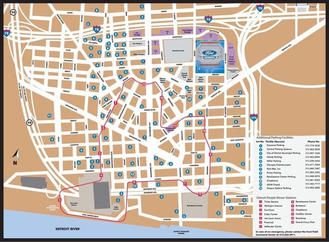 Detroit metro stations kaart