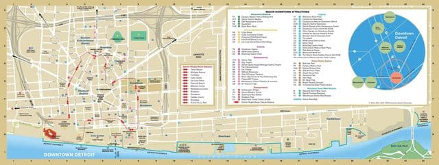 Detroit sightseeing kaart