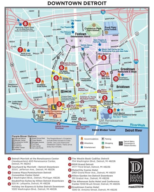 Detroit wandeltochten kaart