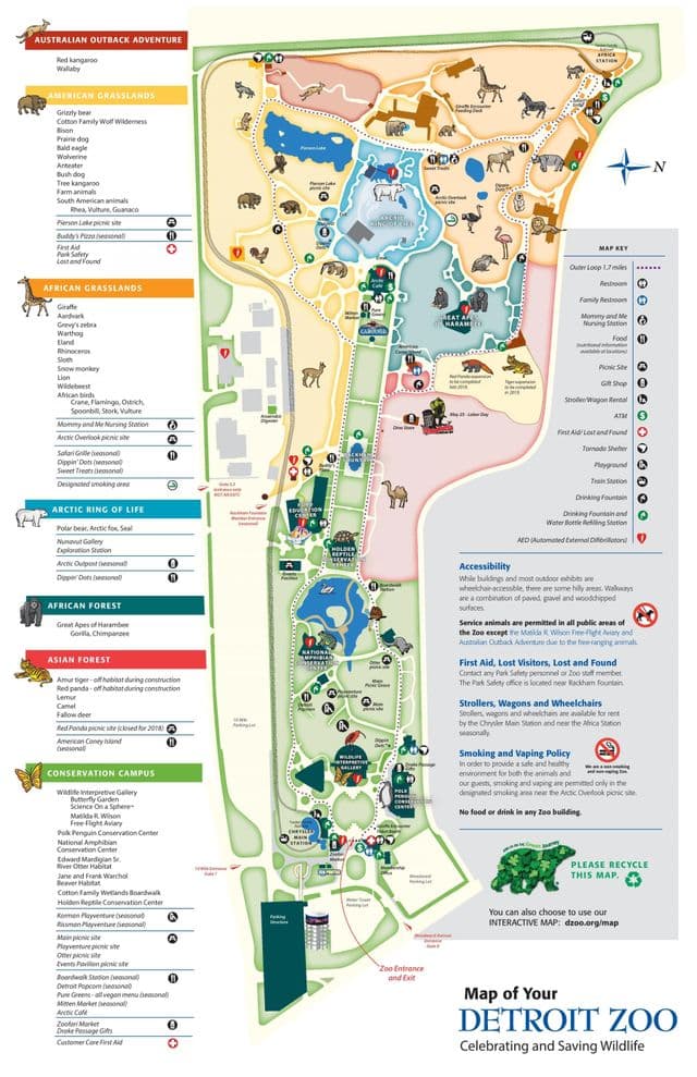 Detroit dierentuin park plattegrond